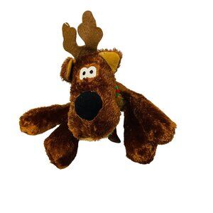 Hallmark Reindeer Plush Toy With Festive Red Green  Scarf 9"